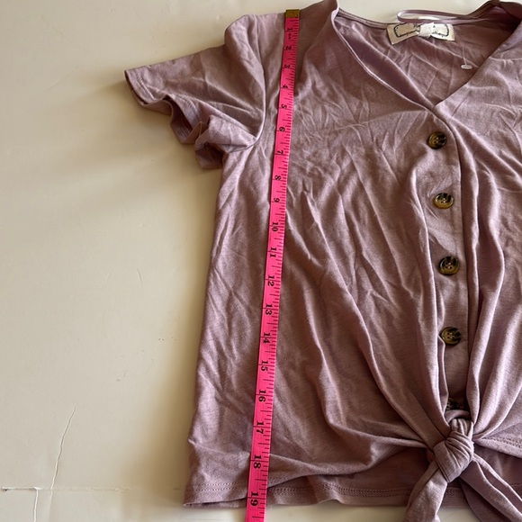 Hippie Rose Pink Short Sleeve Tie Front Blouse - Picture 9 of 9